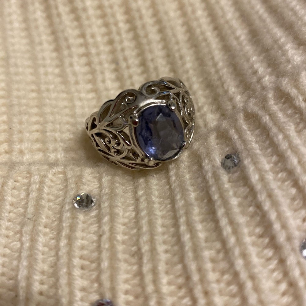 Ring, sterling, amethyst